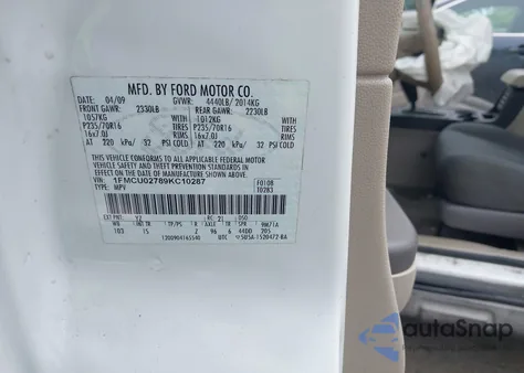 2009 Ford Escape Xls/Xls Manual from USA, damaged, VIN 1FMCU02789KC10287